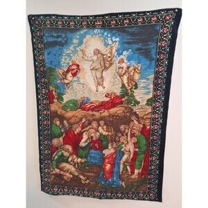 Jesus Ascension Tapestry Wall Hanging 56 X 40 A.T.C. New York  Turkey Religious